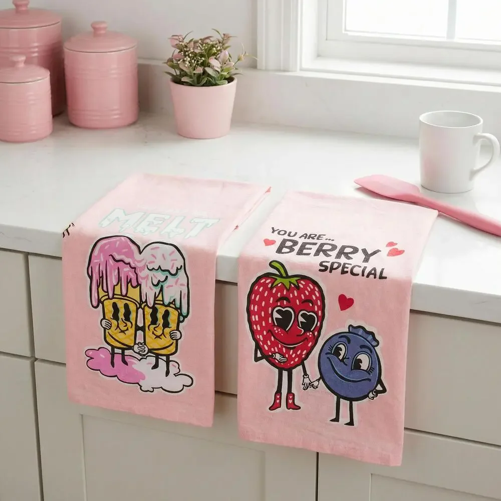 You Are Berry Special Kitchen Towel | Pink Strawberry & Blueberry Cotton Towel